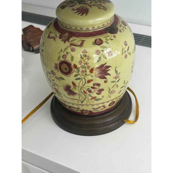 Oriental Ginger Jar Table Lamp With Beige and Red Floral - Picture 6 of 8